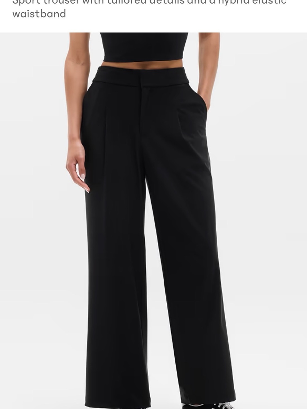 Athleta Black Wide-Leg Trousers with Tailored Front